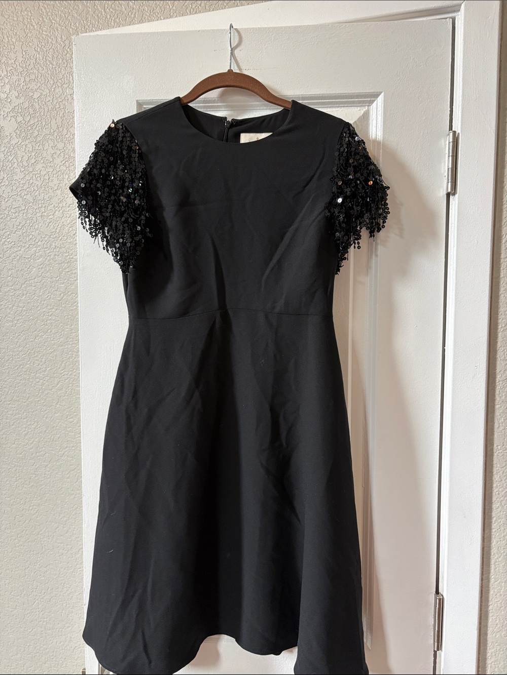 Kate Spade size 0 Black Sequin Sleeve A-Line Dress